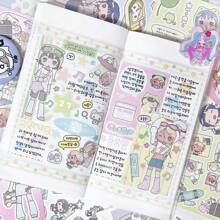1 Sheet Kawaii Japanese Style Girl Diary Stickers, Cartoon Character Decorative Stickers For Scrapbooking/Planner,School Supplies,Back To School