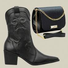 Bota Texana Western Salto Médio Lançamento 2024 - Preto - Visão 1