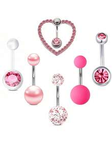 6pcs Acrylic Rhinestone Butterfly Belly Rings, Navel Button Ring With Fruit Shape Piercing - Multicolor - View 31