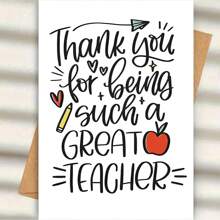 1pc Cherished Teacher Appreciation Card - Perfect Thank You Gift For Men & Women, Unique 'Thank You For Being Such A Great Teacher ' Message