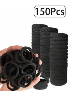 200pcs/Pack Women's Simple Elegant Cute Convenient High Elastic 4cm/1.57in Black Hair Ties, Suitable For Daily Decoration, Ponytail, Sports, Commuting, Washing, Can Be Worn As Hair Accessories, Also Can Be Used As Hair Ties, Hair Ropes, Hair Decorations, Autumn, Travel, Hair Styling Tools, Women Accessories Rubber Bands Scrunchies - Multicolor - View 15