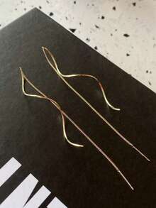 Gold Spiral Chain Earring 18k Gold Plated 925 Silver - Gold - View 5