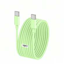 USB-C 转 Type-C 充电线，[3.3 英尺/6.6 英尺/10 英尺] 长款 Type-C 快速充电数据线，USB-C 电源线，兼容 17/16/15 Pro Plus/Pro Max，兼容三星 Galaxy S26/S25/S24/S23/S22、Pro/Air 等机型，手机充电线 - 綠色 - 查看 8