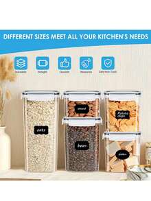 24pcs Storage Containers For Pantry Airtight - Spaghetti Container Storage - Ideal For Spaghetti & Noodles, Kitchen Pantry Organization And Storage - Keeps Food Fresh & Dry - Black and White - View 7