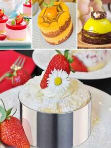 1/2/3pcs Cake Mousse Mold, Cake Ring----3.15Inch Stainless Steel Cake Mold Rings With Pushers, Mousse Cake Ring, Tart Rings, Pancake Molds, Baking Tools, Kitchen Gadgets