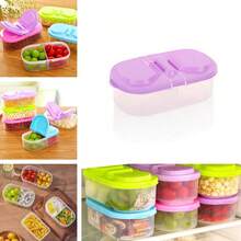 1 Stück/2 Stück, 1/2 doppelgittrige Lebensmittel-Aufbewahrungsbox, Bento-Box, Obstbox, einfache und transparente Aufbewahrungsbox für Küche, Sommerstrand, Lebensmittel, Camping, Organisatoren, Raumdekoration und Küchenutensilien.