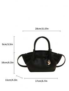 Korean Style INS Fashionable New Minimalist Niche Tote Bag, Large Capacity Casual Versatile Shoulder Crossbody Bag - Black - View 6