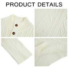 Runcati Men's Mock Neck Pullover Sweater Slim Fit Cable Knit With Half-Button Front Lightweight Thermal Knitwear For Winter Casual Style - Màu trắng sữa - Xem 5