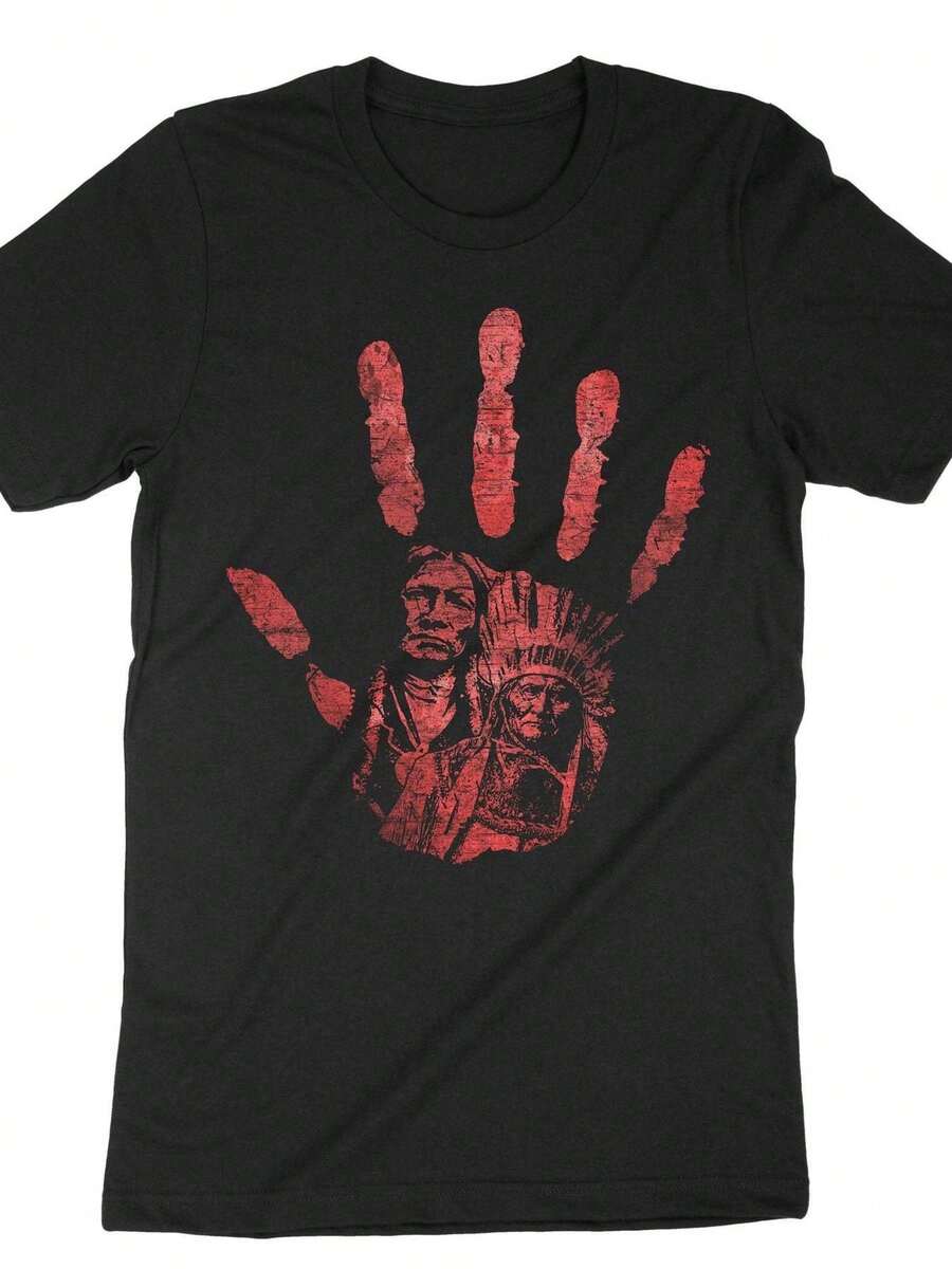 Indigenous Red Hand Shirt, Indigenous People Shirt, Native Pride Shirt, Proud Indigenous, American History, Indigenous - màu đen - Xem 1
