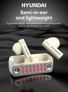 HYUNDAI Auriculares Bluetooth HYUNDIA HY-Y18, semi intrauriculares con cancelación de ruido ENC inteligente, sonido HIFI, micrófono sensible, llamadas de alta definición, baja latencia para música y juegos, deportes, batería de larga duración, luz ambiente colorida, auriculares inalámbricos cómodos