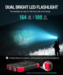 SUNVEZA Sạc dự phòng năng lượng mặt trời 10000Mah/36800mAh/40000Mah, Sạc nhanh QC3.0 Cổng USB kép, Đèn pin LED tích hợp và La bàn cho mọi điện thoại di động và thiết bị điện tử, Thích hợp cho kỳ nghỉ hè, du lịch/cắm trại ngoài trời và dự phòng khẩn cấp, Sạc dự phòng năng lượng mặt trời - 10000Mah - Xem 8