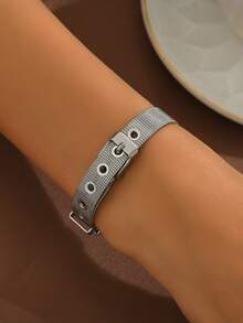 Mesh Watch Band Design Bracelet - Silver - View 6