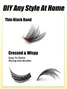 120 Clusters Of False Eyelashes D Curl 8-16mm Cross Light Style Daily Cluster Eyelashes Thin Band Natural False Eyelashes - D - 查看 4