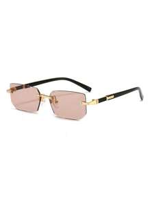 Colorful Square Fashion Glasses For Men, Narrow Frameless Fashion Glasses, Suitable For Summer Sun Protection, Beach Vacation, Outdoor Sports, Party, Self-Driving, Fishing, Cycling, Shopping And Taking Photos Accessories Back To School Fashionable Preppy School Look
