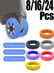 8/16pcs Version Of The Luggage Wheel Protective,Cover Wheel Repair Cover,Back To School Must Haves,Trolley Box Casters,Silent Protective Cover,Corrugated Silicone Wheel Cover, Suitcase Wheel Cover,Pull Bar Suitcase Wheel Cover Cover Noise Foot Cover, Thicker Friction Stronger Shock-Proof Suitcase Wheel Cover, Travel Accessories,Wheelchair Accessories,Luggage,Travel,Holiday Essentials