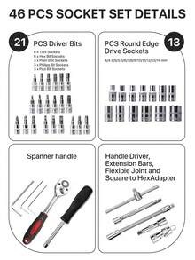 CASALIVA Autocle Juego De Herramientas Mecanica Dados Acerokit 46 Pcs - Verde Oscuro - Ver 4