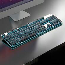 EWEADN 静音无线游戏键盘，符合人体工程学的 104 键，带 LED 背光 USB，2000 毫安时，粉色，非常适合游戏和办公使用，兼容 PC 和笔记本电脑 - 彩色 - 查看 9