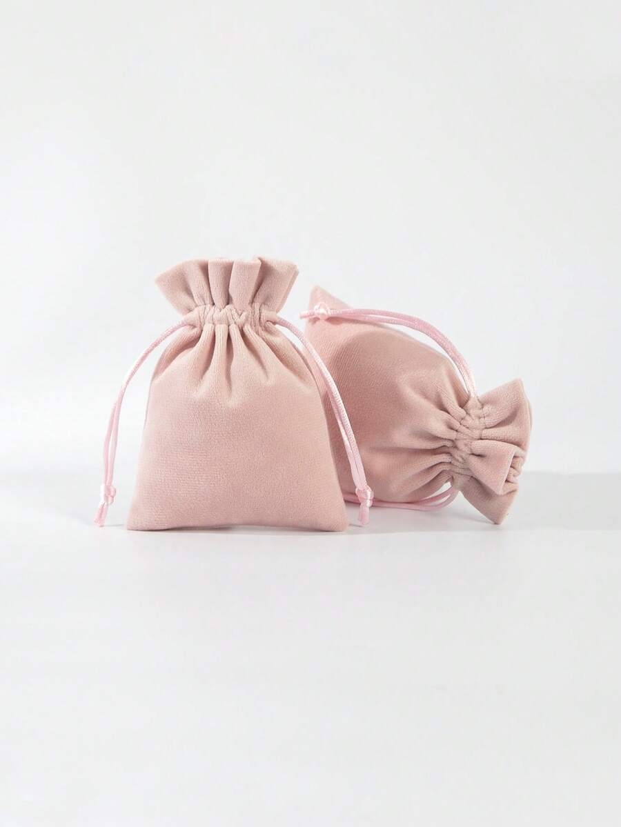 10pcs 8x10m White Organza Drawstring Gift Pouches - Pink - View 1
