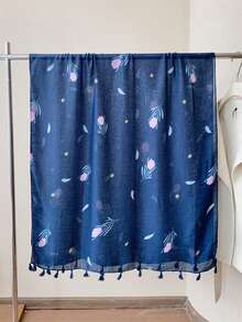 1 件时尚百搭郁金香流苏印花女士围巾