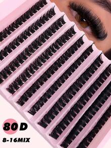 AUREZA 180片/900片假睫毛，80D卷翘度，8-16毫米混合长度，自然蓬松，0.07毫米轻盈可重复使用，适合节日、派对、万圣节、角色扮演等场合。 - 黑色 - 查看 7