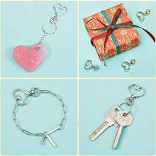 30/60 件心形旋转弹簧钩套装，金属弹簧按扣钥匙链龙虾扣，扁平开口环带链条和跳环，适用于钥匙链、挂绳、珠宝、DIY 工艺品