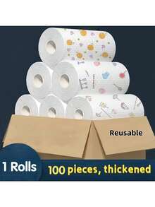 100 piezas/rollo Papel de cocina absorbente y grueso de estilo holgado para uso húmedo y seco, toallas de papel de cocina, accesorios de limpieza, toallas de papel absorbentes, toallas de papel a prueba de aceite para vajilla, papel de cocina, suministros de cocina, suministros para fiestas de Navidad, suministros de limpieza del hogar, adecuado para cocinas, restaurantes, fiestas, reuniones, viajes, regalos familiares, regalos para el hogar (patrón aleatorio) - Multicolor - Ver 6