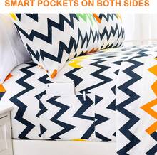 Luxury Soft Bed Sheets Chevron Pattern - 1500 Premium Hotel Quality Microfiber Softness Wrinkle And Fade Resistant (4-Piece) Bedding Set, Twin/Twin XL, Chevron Colorful - رمادي فاتح - مشاهدة 2