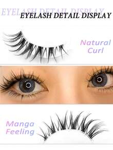 Asiteo 10 Pairs Cartoon Style Transparent Band Natural Look False Eyelashes, Daily Party Makeup, Cartoon Character Cosplay Delicate False Eyelashes, Strip Eyelashes, Eyelashes, False Eyelashes, False Lashes - Black - View 4
