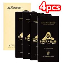 4 片装黑钻钢化玻璃屏幕保护膜，适用于三星 S25、S25 Plus、S25 Ultra、S24、S24 Plus、S24 Ultra、S23、S23 Plus、S22、S22 Plus、S21、S21 Plus。支持超声波指纹解锁，超薄 9H 硬度，高清晰度，防刮擦，无气泡，防眩光，防静电，防指纹，弧形设计