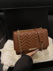 Bolso bandolera cuadrado de estilo coreano único con diseño de onda francesa arrugada y trigo, minimalista y elegante para ir a trabajar o de compras