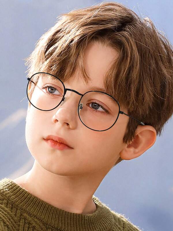 2 szt. młodzieżowe okulary z metalową, okrągłą oprawką w wieku 12-14 lat, modne, z powrotem do szkoły, z filtrem światła niebieskiego, odpowiednie do codziennego czytania i na uczelnię, pasujące do stroju