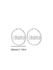 Niestandardowe kolczyki z imieniem Hollow Hoop dla kobiet i dziewcząt Personalizowane kolczyki ze stali nierdzewnej o średnicy 30-70 mm Minimalistyczna biżuteria na zamówienie Codzienne wakacje Impreza Odzież Najlepsze prezenty urodzinowe
