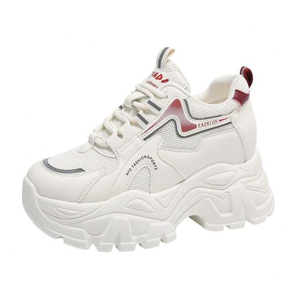 2025 Spring Autumn New Fashion Thick Sole Casual Women Sneakers, Hidden Wedge For Petite