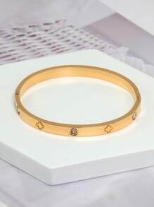 Fashionable 18K Gold Plated 316L Stainless Steel Pig Nose Four-Leaf Clover Bracelet, Suitable For Women's Daily Wear, European And American Classic Popular Style, Inlaid With Cubic , Generous And Personalized Luxury Wrist Jewelry, Wedding Jewelry Set, For Girls, Women, Moms, Relatives, Friends, Beautiful Wedding, Birthday, Mother's Day, Valentine's Day Gifts For Girlfriend