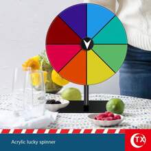 1قطعة عجلة جوائز أكريليك DIY للأحزاب قابلة للمسح مع حامل، لوحة دوارة محمولة للمهرجانات والفعاليات، متعة تفاعلية لأمسيات ألعاب العائلة والفصول الدراسية، أداة تعليمية عجلة دوارة للطاولة ، عجلة السحب للحظ، المهرجانات والمعرض التجاري
