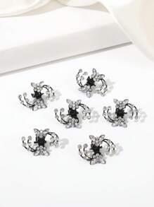 6 pièces/set Pince à cheveux mini papillon strass brillant, épingles à cheveux de mariée élégantes polyvalentes, pinces à cheveux pour accessoires de mode vestimentaire, pinces à fleurs élégantes