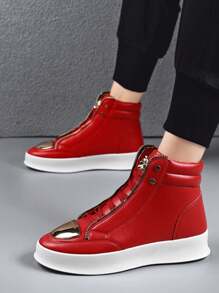 Chaussures de sport montantes décontractées pour hommes, design à lacets fermés confortable, convient aux bottes décontractées, aux bottines, aux bottes légères et confortables, aux chaussures décontracté outdoor, aux chaussures de course, aux chaussures de skate à plateforme, pour toutes les saisons