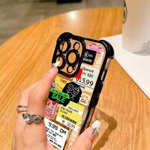 Una funda de teléfono creativa simple y personalizada con una etiqueta de sello a la moda y protección contra golpes y caídas, compatible con  17.17 Pro...17 Pro Max...17 Agua. 16.16 Pro...16 Pro Máx.16 más.. 15.15 Pro Max...15 Pro...15 más.. 14.14 Pro...14 más..14 Pro Max... 13.13 Pro...13 Pro Max...12.12 Pro...12 Pro Max...11.11 Pro...11 Pro Máx.XR.X.XS.XS máx.Se.MiNi, Código de barras, funda trasera suave transparente de alta calidad y anti-caída - Transparente 874 - Ver 5