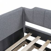 90 X 200(190) DAY-Beds, Upholstered Single Daybed With Trundle, Grey - Grey + Cotton Linen - View 4