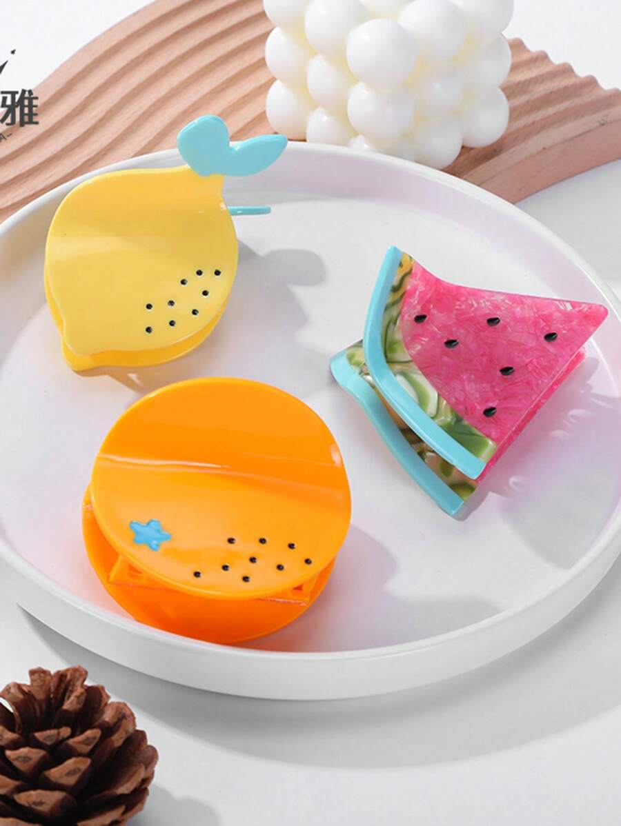 1pc Premium Unique Acetate Fruit Clip Shark-Shaped Hair Clip, Lightweight & Elegant, Suitable For Any Occasion