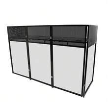 DJ Event Facade Foldable Screen Frame DJ Booth Stand W/ 23" X 73" Flat Table Top - Black - View 10