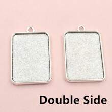 5 Stücke 23x33mm Cabochon Rechteck Anhänger Blanko Basiseinfassung Schale Einzel-/Doppelseite DIY Schmuckzubehör