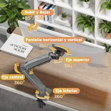 NESTNOVA 1 Unidad Soporte para Monitor Brazo para Monitor de Pantalla de Televisión Elevador de Escritorio para Computadora de Escritorio con Base Giratoria Mecánica Estable Sin Caídas Fácil de Instalar Adecuado para Entornos de Oficina para Instalar Monitor - Gris - Ver 4