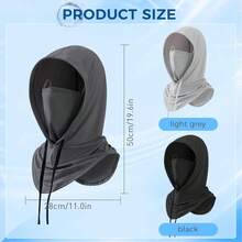 Balaclava Face Mask, UV Sun Protection Summer Cooling Breathable Hood Full Head Cover For Men Women Fishing Cycling Hiking - Black - View 2