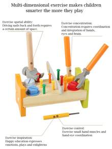 Children's Educational Play House Toys, Screw Disassembly, Assembly, Nut Building Blocks, Simulation Nail Knocking Repair Multi-Functional Tool Table Toys