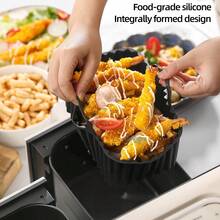 2pcs Air Fryer Silicone Liners, Rectangular Reusable Air Fryer Silicone Baking Mat/Tray, Non-Stick & Easy To Clean - Black - View 5