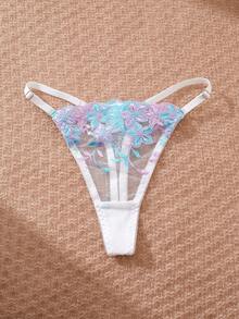 2 piezas Blusa con cintura anudada y borde bordado a juego con falda - Elegante y sexy - verde menta - Ver 3