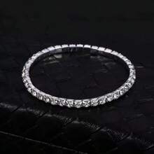 1pc Sparkly Crystal Single Layer Stretchy Bracelet For Party