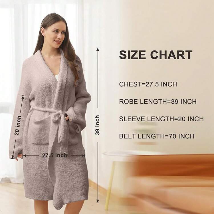 Bearberry Hooded Robe Cozy Leopard Robe Lightweight Soft Plush Bathrobe With Pockets For Women - 米色 - 查看 2
