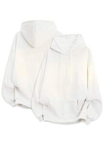 Women's Solid Color Long Sleeve Hoodie Casual, Sports Suitable For Going Out For Sports Running - Soft And Comfortable, Suitable For Daily Leisure Or Outdoor Sports - 白灰色 - 查看 2